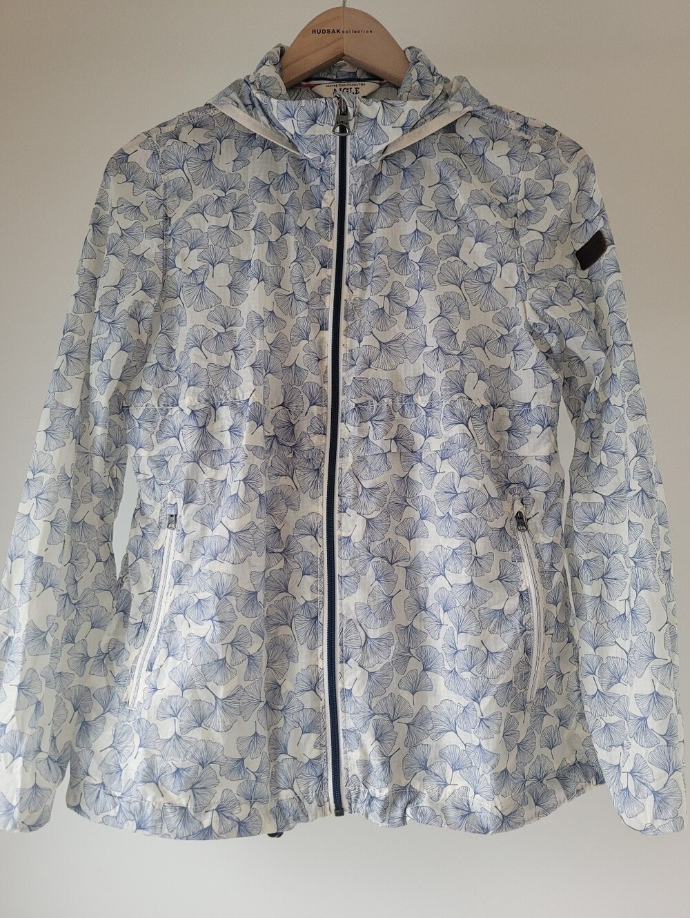 AIGLE Ginkgo Print Lightweight Hooded Windbreaker Jacket | Like New